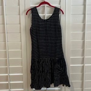 Dotti Black Striped Ruffle Cover Up Dress